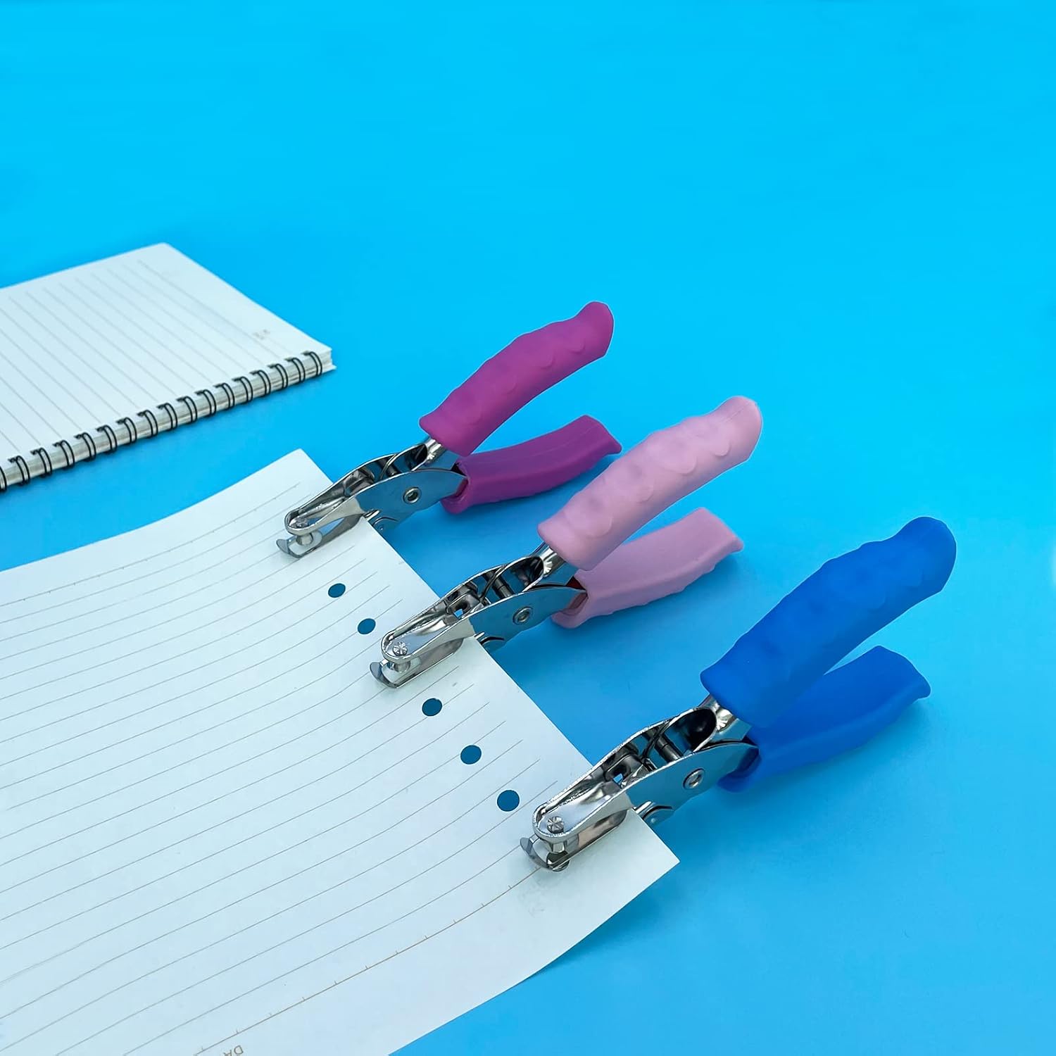Single Hole Punch 1/4 Paper Hole Puncher for Crafts. One Hole Puncher with Blue Soft Grip Handle for Kids and Adults. Handheld Circle Punch for Paper Crafts in Home. Office. Classroom - Image 6